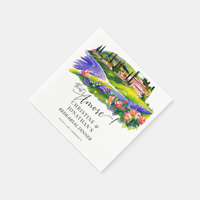 Tuscany Italy | Italian Food | Rehearsal Dinner Napkin (Corner)