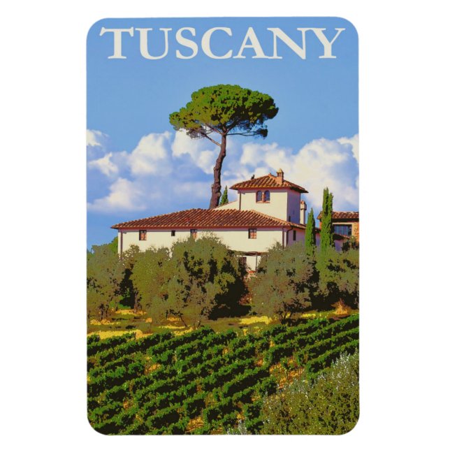 Tuscany Italy Italian Villa Retro Vintage Travel Magnet (Vertical)