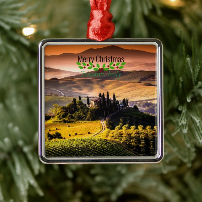 Tuscany, Italy, Merry Christmas, Metal Tree Decoration (Tree)