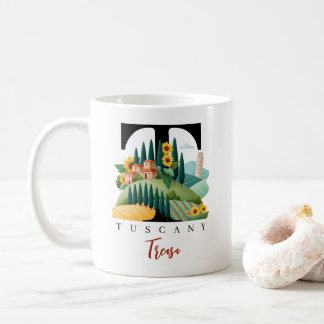 Tuscany Italy Monogram Letter T Personalised Gift Coffee Mug