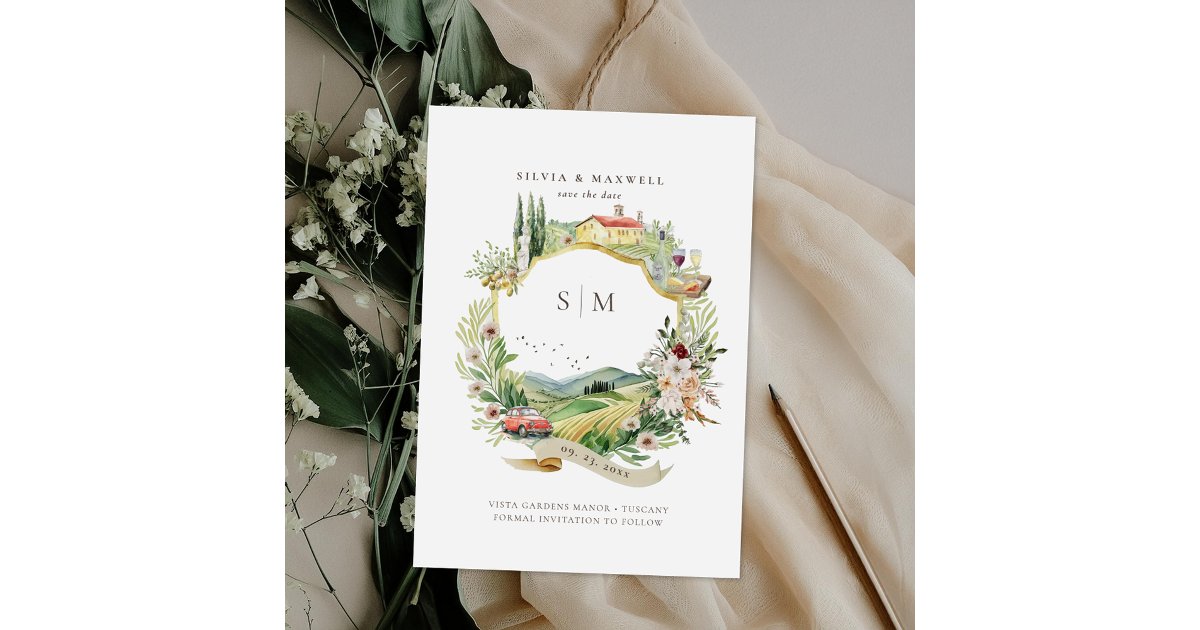 Tuscany Italy Monogram Wedding Crest | Zazzle