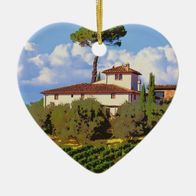 Tuscany Italy Poster Ceramic Tree Decoration (Front)