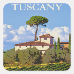Tuscany Italy Poster Square Sticker