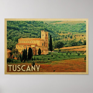 Tuscany Italy Poster Vintage Travel Italian