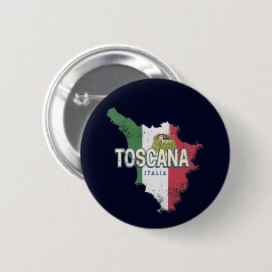 Tuscany Italy Retro Region Map Vintage Fattoria 6 Cm Round Badge
