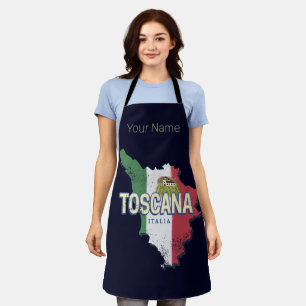 Tuscany Italy Retro Region Map Vintage Fattoria Apron