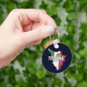 Tuscany Italy Retro Region Map Vintage Fattoria Key Ring