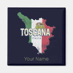 Tuscany Italy Retro Region Map Vintage Fattoria Magnet