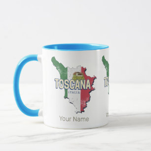 Tuscany Italy Retro Region Map Vintage Fattoria Mug