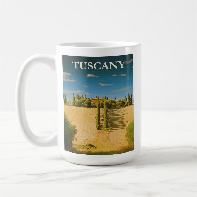 Tuscany Italy Retro Vintage Travel Poster Coffee Mug (Left)