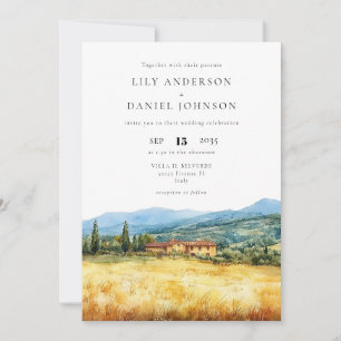 Tuscany Italy Rustic Country All In One Wedding Invitation