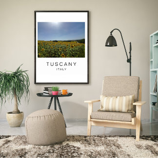 Tuscany Italy Sunflower Field Travel Photography  Poster