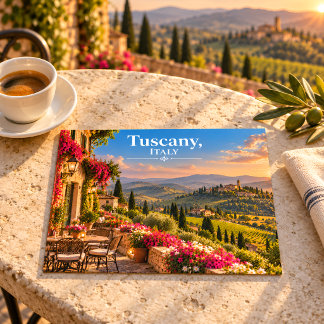 Tuscany Italy Sunset Vineyard Landscape Postcard