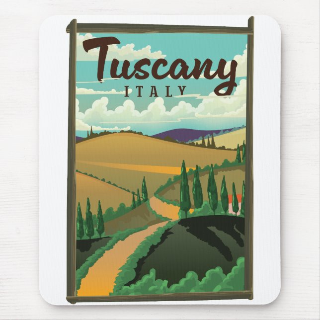 Tuscany Italy travel poster Mouse Mat (Front)