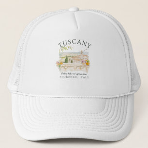 Tuscany Italy Travel–Rolling Hills & Cypress Trees Trucker Hat