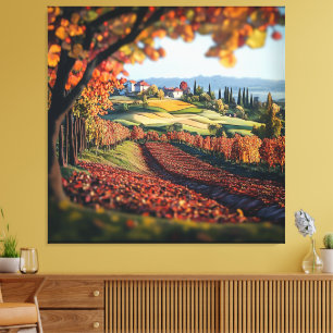Tuscany Italy Vineyard Landscape Stretched Canvas  Print