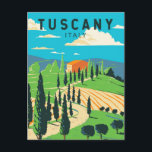 Tuscany Italy Vineyard Travel Art Vintage Postcard<br><div class="desc">Tuscany vector art design. Its capital,  Florence,  is home to some of the world’s most recognisable Renaissance art and architecture,  including Michelangelo’s "David" statue.</div>