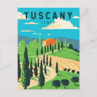Tuscany Italy Vineyard Travel Art Vintage