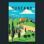 Tuscany Italy Vineyard Travel Art Vintage Poster<br><div class="desc">Tuscany vector art design. Its capital,  Florence,  is home to some of the world’s most recognisable Renaissance art and architecture,  including Michelangelo’s "David" statue.</div>