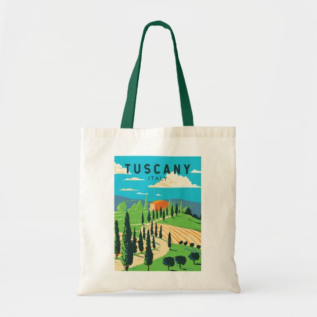 Tuscany Italy Vineyard Travel Art Vintage Tote Bag (Front)