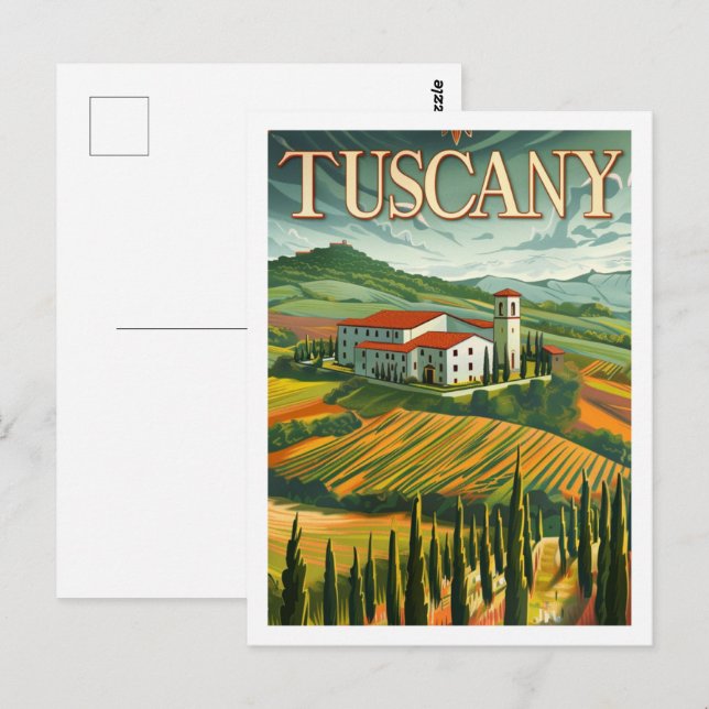 Tuscany Italy Vintage Famous Travel Place Postcard (Front/Back)