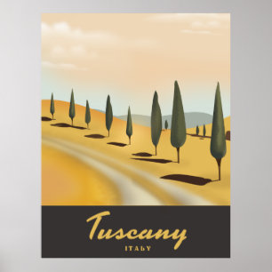 Tuscany Italy vintage style travel poster