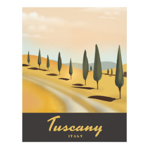 Tuscany Italy vintage style travel poster