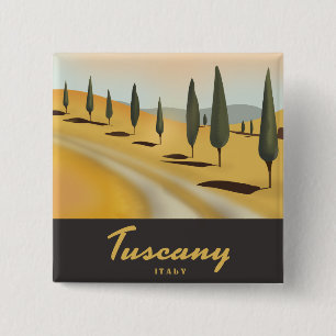 Tuscany Italy vintage style travel poster 15 Cm Square Badge