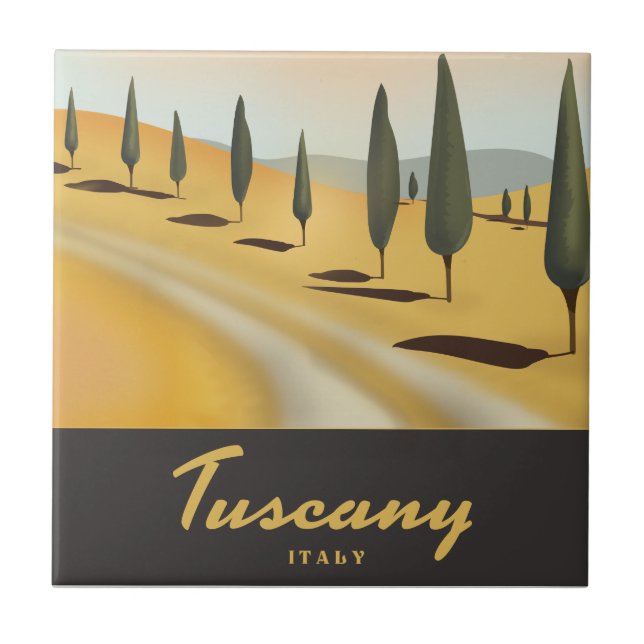 Tuscany Italy vintage style travel poster Tile (Front)