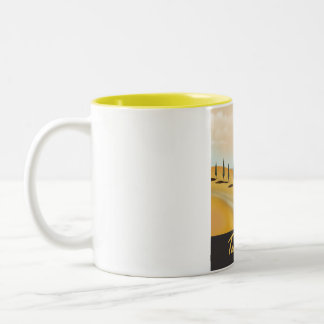 Tuscany Italy vintage style travel poster Two-Tone Coffee Mug