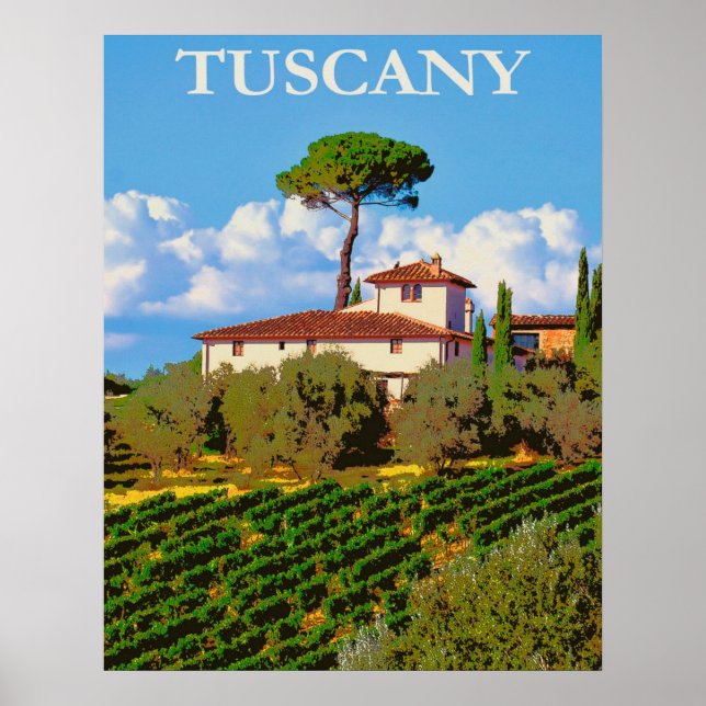 Tuscany, Italy Vintage Travel Poster (Front)