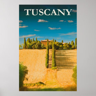 Tuscany Italy Vintage Travel Poster