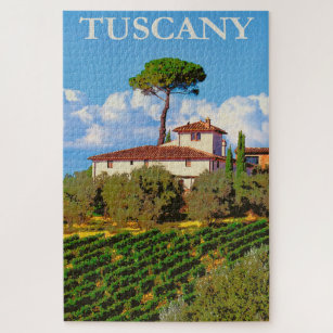 Tuscany Italy Vintage Travel Poster Italian Villa Jigsaw Puzzle
