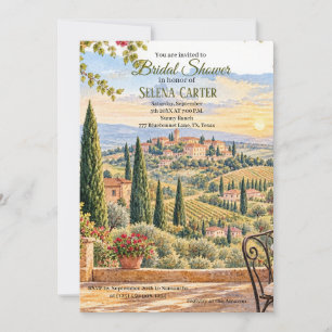 Tuscany Italy Vintage Watercolor Bridal Shower Invitation