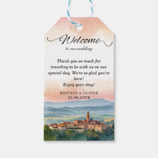 TUSCANY Italy Watercolor Skyline Photo Wedding Gift Tags