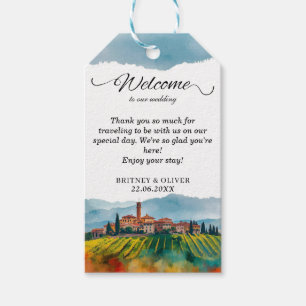 TUSCANY Italy Watercolor Skyline Photo Wedding Gift Tags