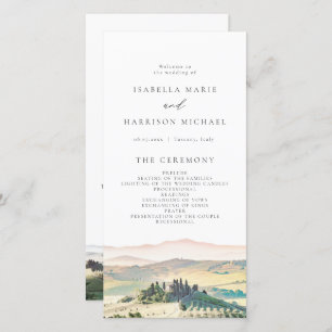 TUSCANY Italy Watercolor Skyline Wedding Program Thank You Card
