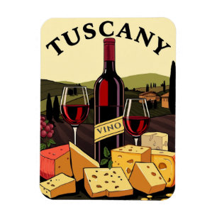 Tuscany Italy Wine and Cheese Culinary Travel Art Magnet