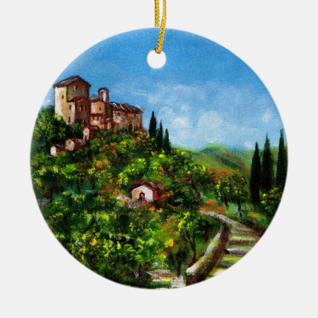 TUSCANY LANDSCAPE 3 CERAMIC TREE DECORATION (Front)