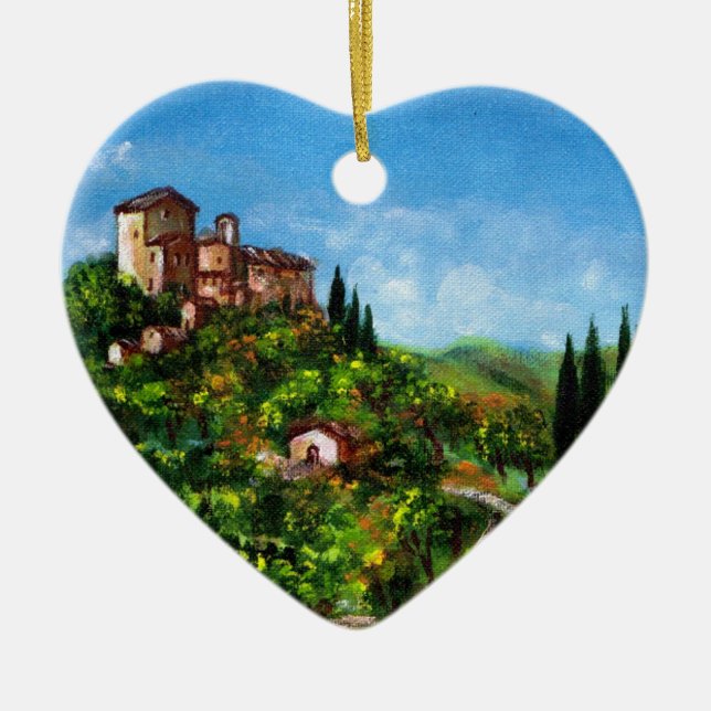 TUSCANY LANDSCAPE 3 CERAMIC TREE DECORATION (Front)