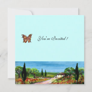 TUSCANY LANDSCAPE 4,yellow green black Invitation