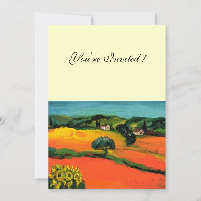 TUSCANY LANDSCAPE , blue green yellow orange Invitation (Front)