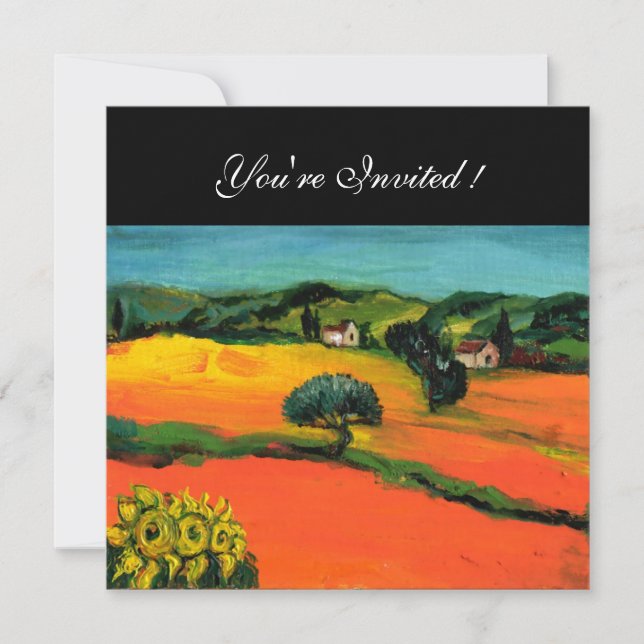 TUSCANY LANDSCAPE , blue green yellow orange Invitation (Front)