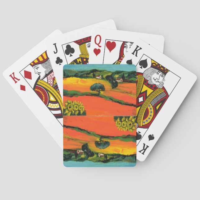 TUSCANY LANDSCAPE ORANGE FIELDS,SUNFLOWERS  PLAYING CARDS (Back)