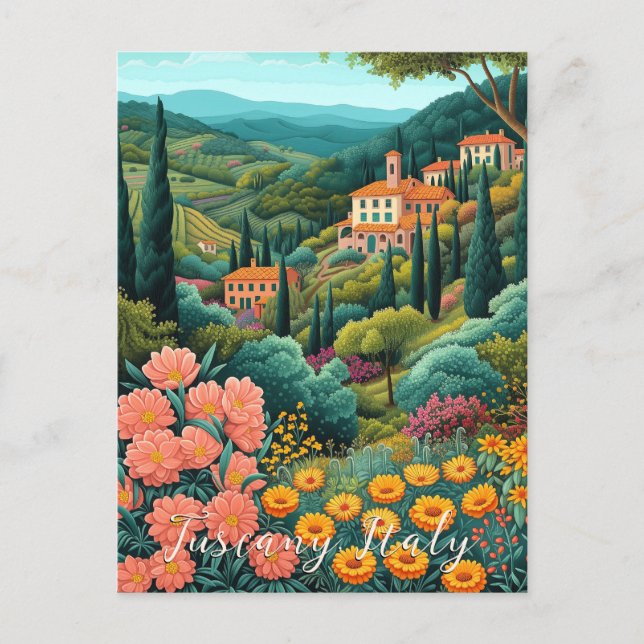 Tuscany Landscape Painting | Italy Travel | Art Postcard (Front)