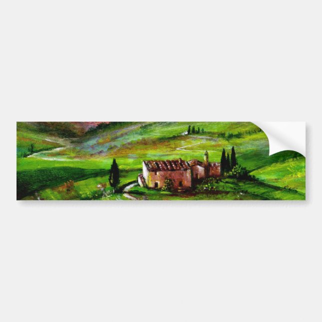 TUSCANY LANDSCAPE WITH GREEN HILLS BUMPER STICKER (Front)