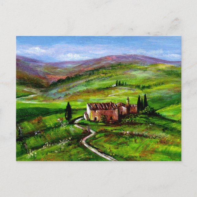 TUSCANY LANDSCAPE WITH GREEN HILLS POSTCARD (Front)