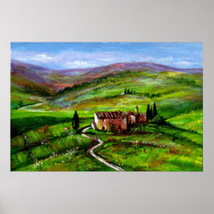 TUSCANY LANDSCAPE WITH GREEN HILLS POSTER