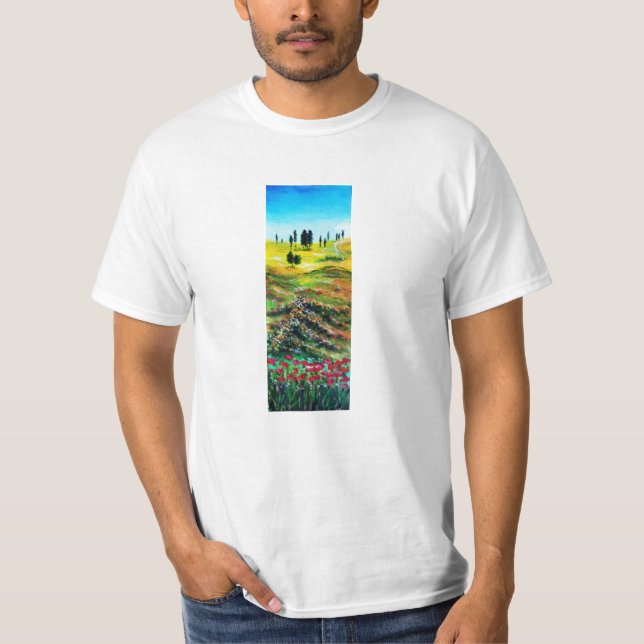 TUSCANY LANDSCAPE WITH  POPPIES T-Shirt (Front)
