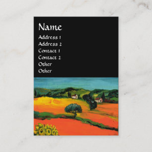 TUSCANY LANDSCAPE WITH SUNFLOWERS ,Black Business Card